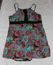 Stylish Women's Swimsuit - Colorful Paisley Print  Black Accents - Size 16