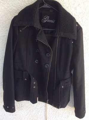 guess long black coat