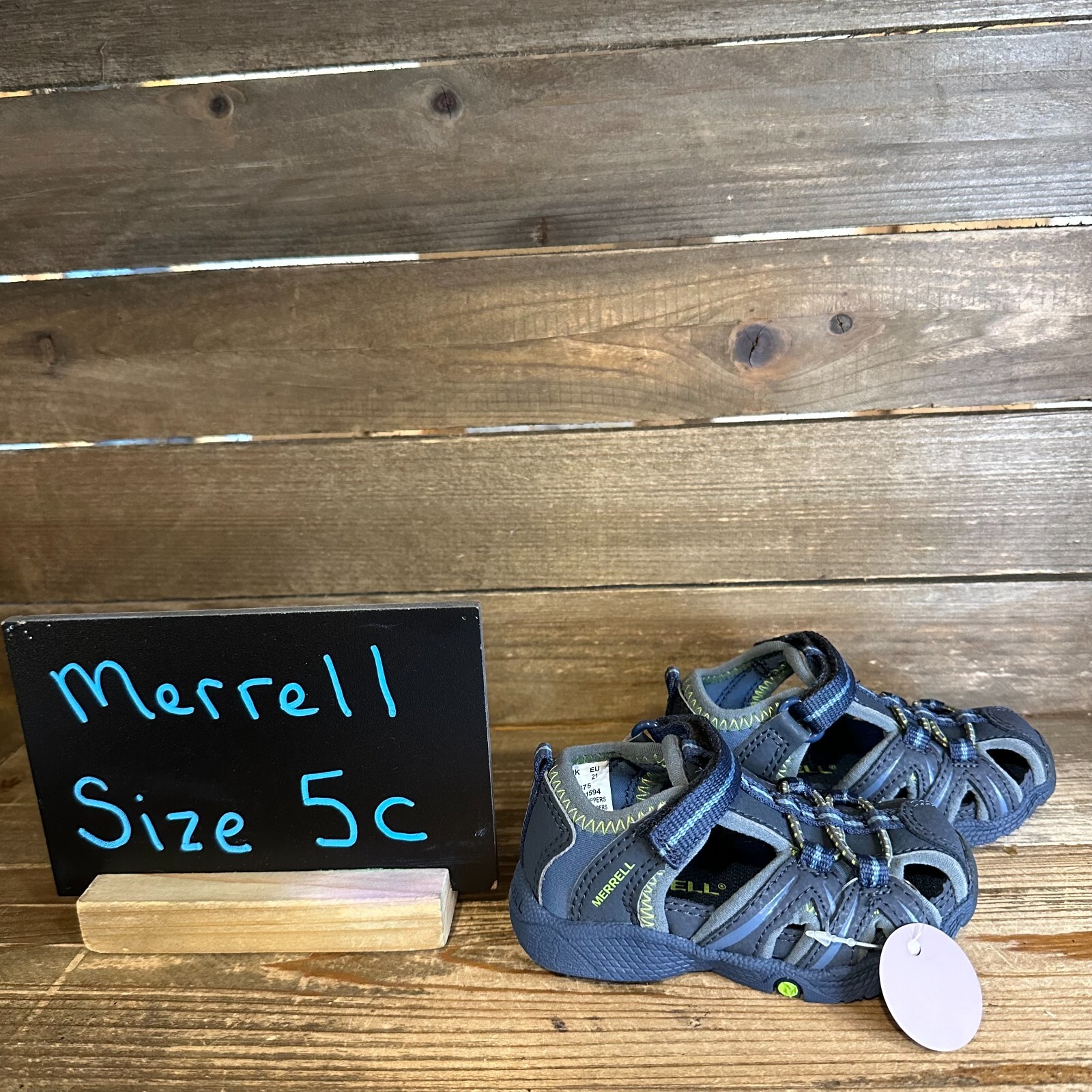 Scarpe sandali nuovi con scatola Little Kids Merrell Hydro H2O Hiker grigio blu taglia 5 C