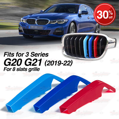 Für BMW 3er G20 G21 2019-22 KÜHLERGRILL ABDECKUNG Clip M Sport 3 FARBEN STREIFEN