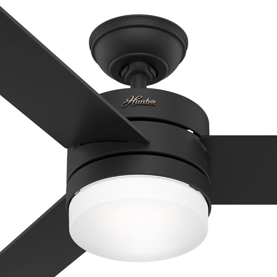 Hunter Fan 54 in Casual Matte Black Indoor Ceiling Fan with Light Kit and Remote - Image 2 of 4