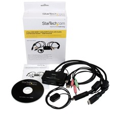 StarTech 2 Port USB HDMI Cable KVM Switch with Audio and Remote Switch USB Power
