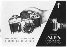 Alpa Alnea Reflex 24x36 Catalog 1952 Models 4, 5, 7: Reprint