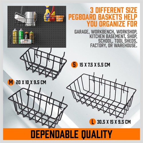 127Pc Pegboard Hooks Set Storage Baskets Organizer Hanger Inc. 4 Small Peg Board - Picture 7 of 11