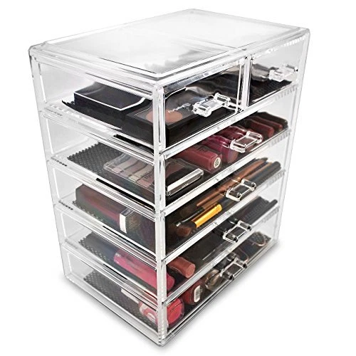 Sorbus Makeup and Jewelry Storage Case Display-4 Large and 2 Small Drawers