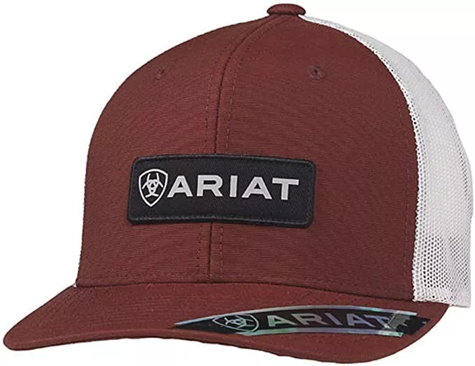 ARIAT RECTANGLE LONG LOGO BRICK RED HATS CAP A300015504 eBay