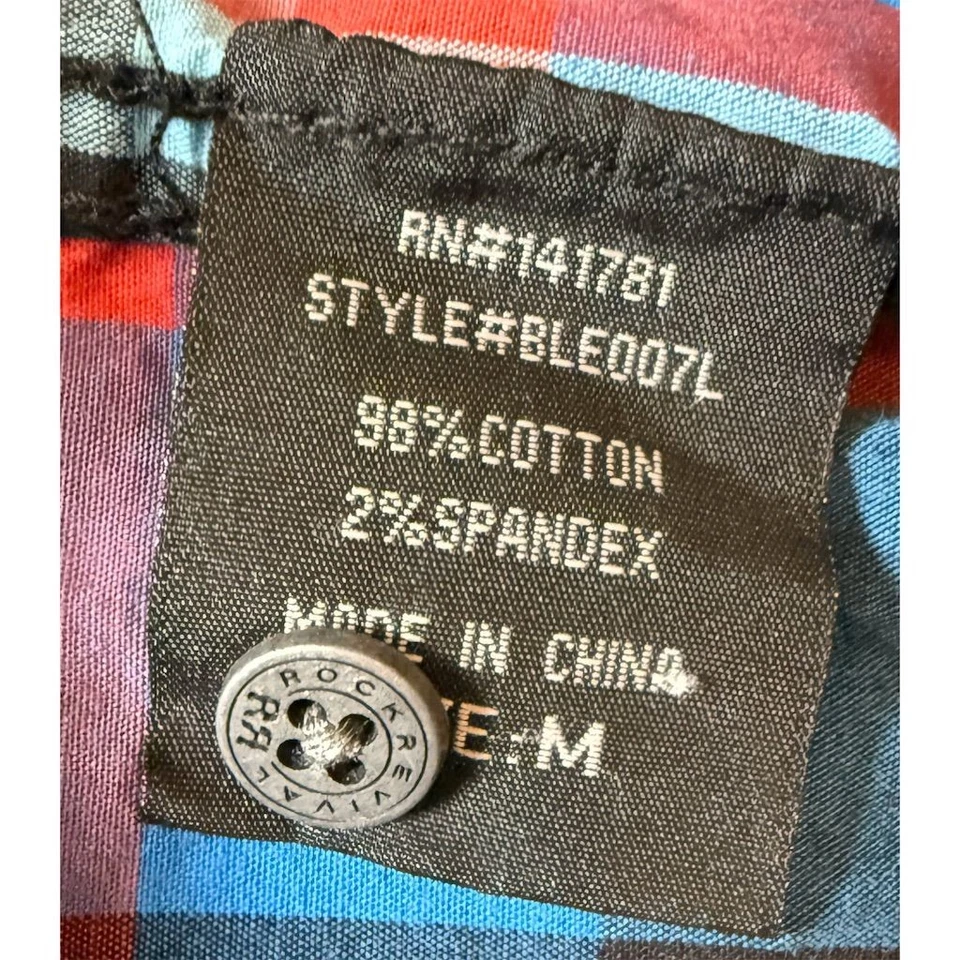 Camisa Rock Revival Para Hombre M Bordada a Cuadros Manga Larga Abotonada BLE007L USADA EN EXCELENTE CONDICIÓN Foto 3 de 4