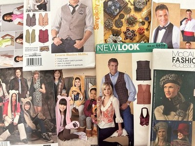 U Pick Sewing Patterns Fashion Accessories Men's Vests Women's Hats Uncut