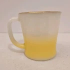 Vintage Anchor Hocking Fire King Mug White Yellow Ombre Gradient Fade Gold Rim