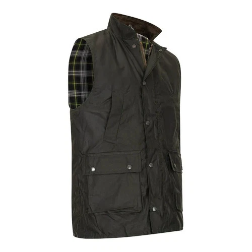 New Mens English Waxed Green Vest - Man Wax Olive Vest image 9