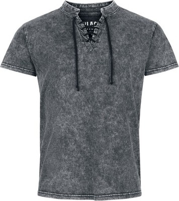 Black Premium by EMP Herren schwarzes T-Shirt mit  Schnürung und Ösen