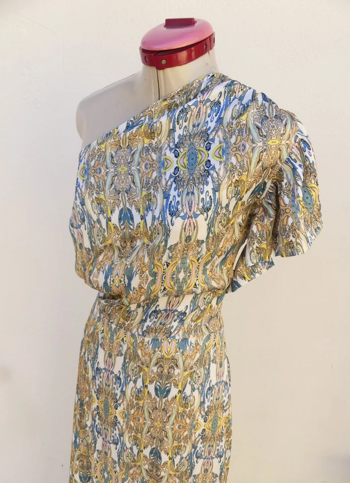 POPPY LISSIMAN White Blue Maxi DRESS Size Aus 8 Cocktail Spring Racing Event - image 4 of 4