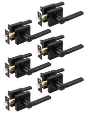 6 Pack Square Privacy Matte Black Door Levers Locksets, Bed/Bath Door Levers ...