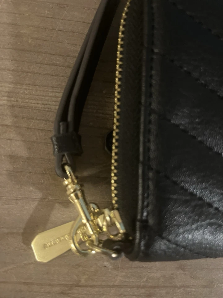 Cartera LIZ CLAIBORNE Multi Compartimentos Negra Cuero Vegano Mango Cremallera con Correa Foto 3 de 4