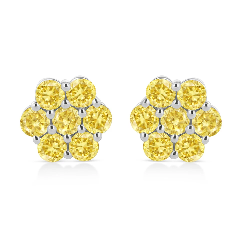 Pendientes de diamantes tratados en color en plata de ley Foto 4 de 4