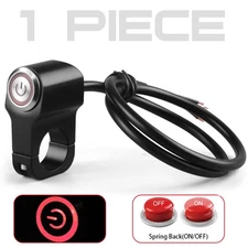 Motorcycle Handlebar 7/8" Switch Momentary Button Horn Power Start LED Red Light