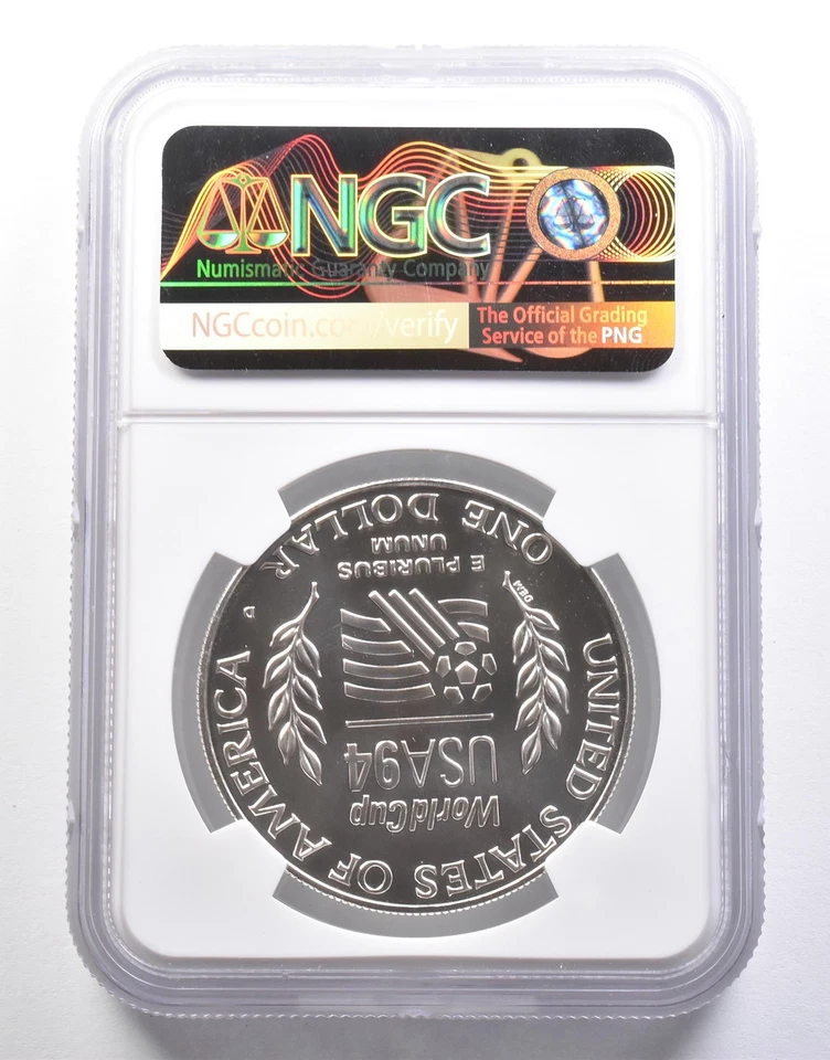 1994-D World Cup Soccer Commemorative Silver Dollar MS70 PL NGC Proof Like - Image 2 of 3