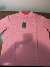 2026 Masters Tech Augusta Salmon Pink Geometric Diamond Polo Men's Size MED NWT