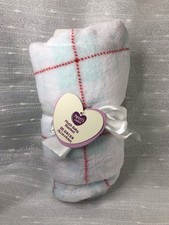 Parents Choice Walmart Plush Baby Blanket Plaid White Red Mint Green Unisex NEW