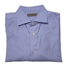 Canali Dress Shirt Mens Size 17.5 44 XL Blue Long Sleeve Modern Fit Cotton