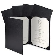 WeChef 5 Pack Leather Menu Covers 8.5x11" Trifold 3 View Angle Corner Wine List