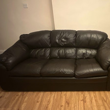 Valerie/Valeria Leather 3 Seater Sofa Black Leather Pillow-Top Arms 200cm