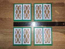 4x Not Hobbies Doll House Windows 80x80mm Lattice Green White Opening Thin