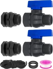 PVC Rain Barrel Spigot Kit 2 Pack 3/4" GHT Garden Diverter Kit with Bulkhead