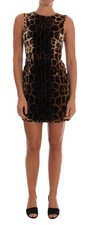 Dolce & Gabbana Brown Leopard Print Silk Sheath Women's Dress Authentic