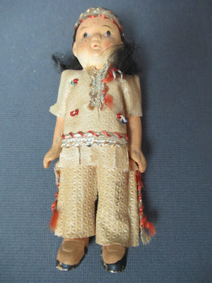 Indianer Vintage Biskuit Komposition Puppe-handgemacht-4'' groß - 234