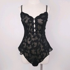 Victoria's Secret Vintage Gold Label Teddy Women's MEDIUM Satin Lace Bodysuit