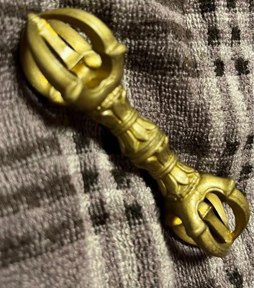 Strumento rituale incenso Gokko buddismo esoterico ottone tibetano 9 cm usato - Immagine 4 di 4