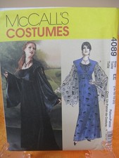 McCALL'S 4089 HALLOWEEN, COS-PLAY, GOTHIC LADIES TEEN TO ADULT COSTUME PATTERNS
