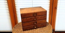 Vintage Wood 4 Drawer Freestanding Storage Trinket, Sewing, Box Chest or Cabinet