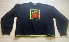 Gildan Women's Blk Sz M Fall Halloween Crewneck Sweatshirt W/ Pumpkin  Dot Trim