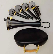 Central Violin Accessories 4/4 Violin Pegs Tailpiece Chinrest Clamp ,Ebony Wood
