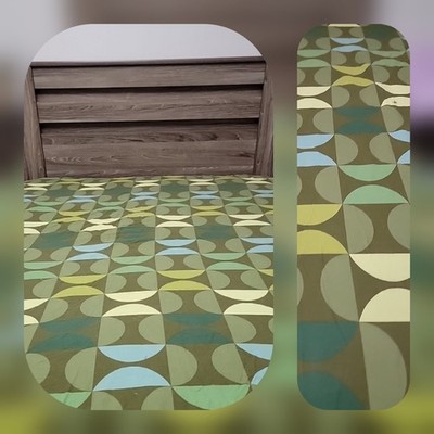 Crate & Barrel Quadri Opt Art Green Blue Duvet  Full/Queen Cotton MCM Italy
