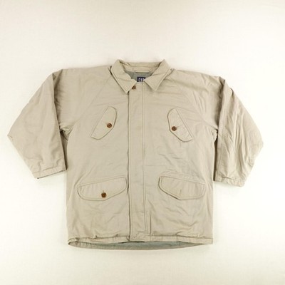 Vintage GAP Jacket Mens Large Khaki Beige Chore Barn Field Work Coat Y2K ^