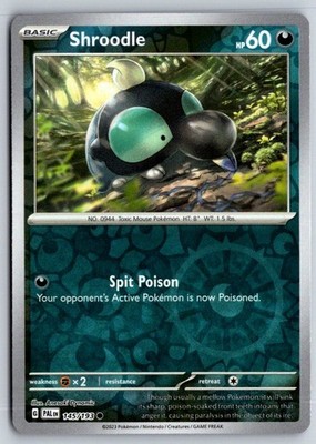 Shroodle 145/193 Common Paldea Evolved Pokemon Reverse Holo Near Mint