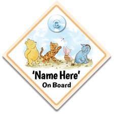 Personalisiertes Baby an Bord Schild Winnie Puuh, individuelles Baby Auto Schild