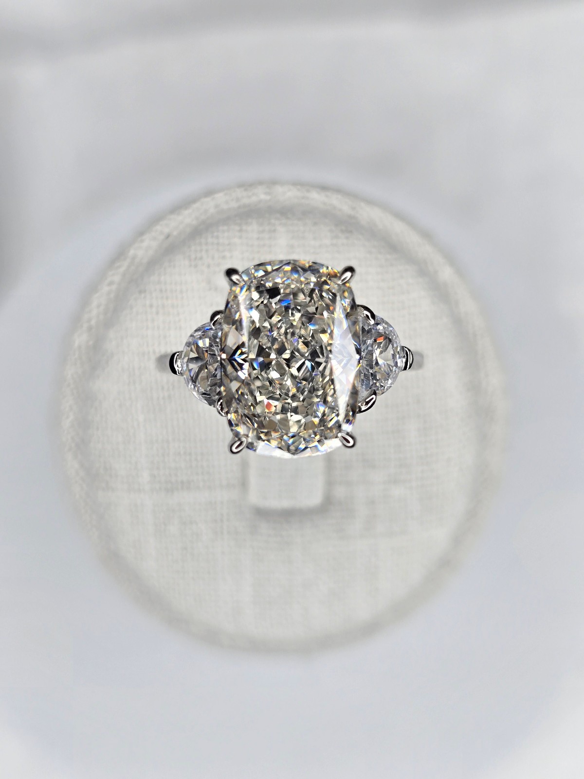 Three Stone Zircon Engagement Ring 925 Sterling Silver Wedding Ring size 7