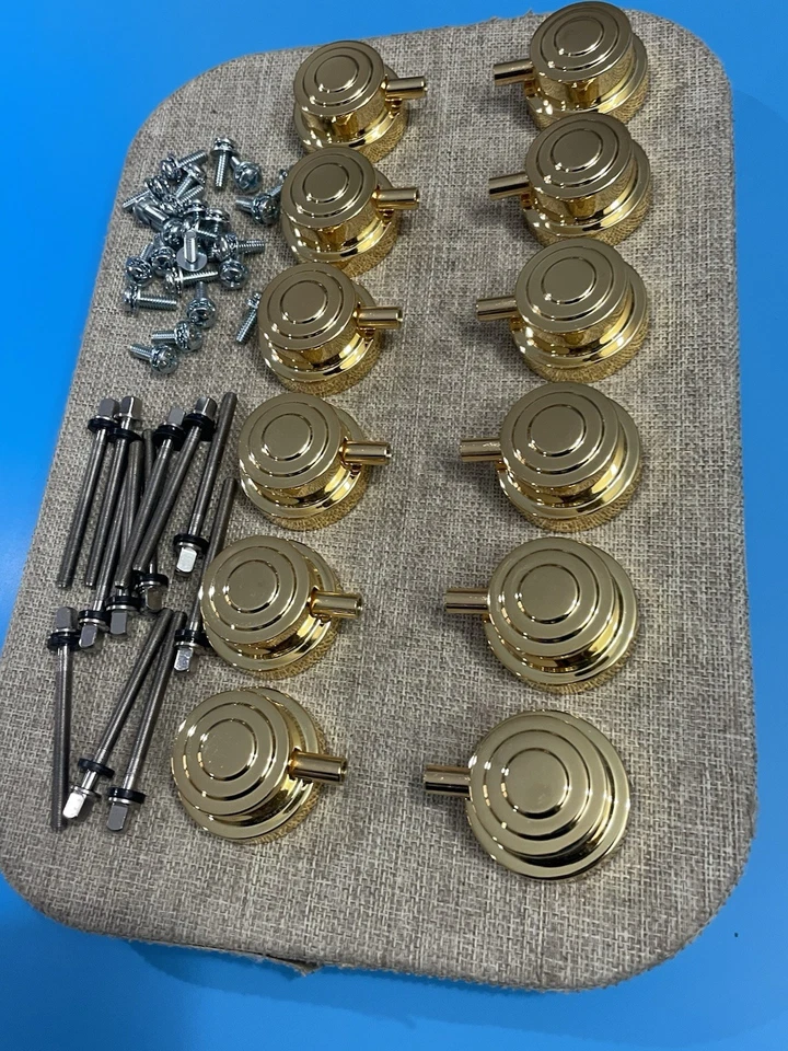 DW Collectors Series Tom Drum Lugs 12 Gold Lugs & True Pitch Tension Rods Mint - Image 4 of 4
