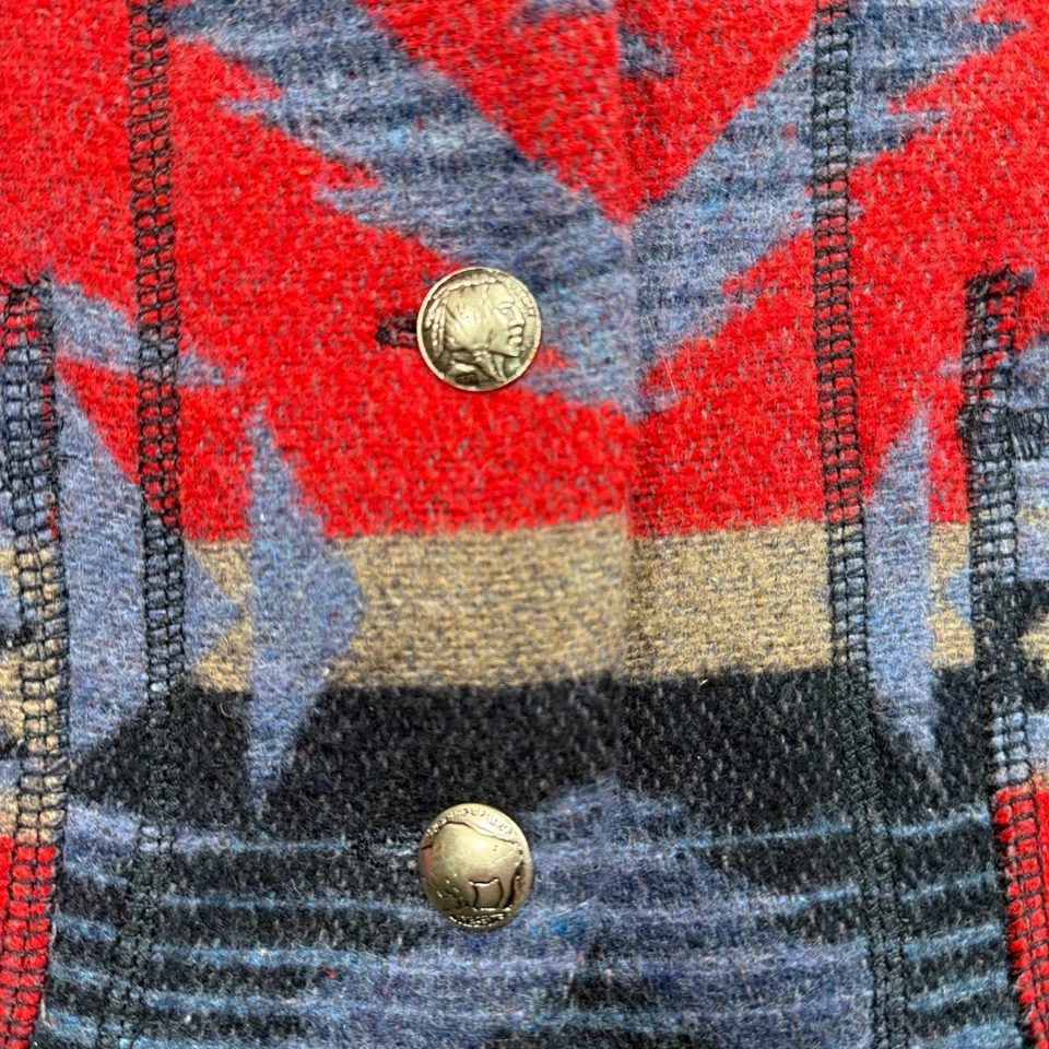 Colete Karen Kane Southwest Feminino Grande Asteca Geométrico Botão Bolsos Frontais - Imagem 3 de 4