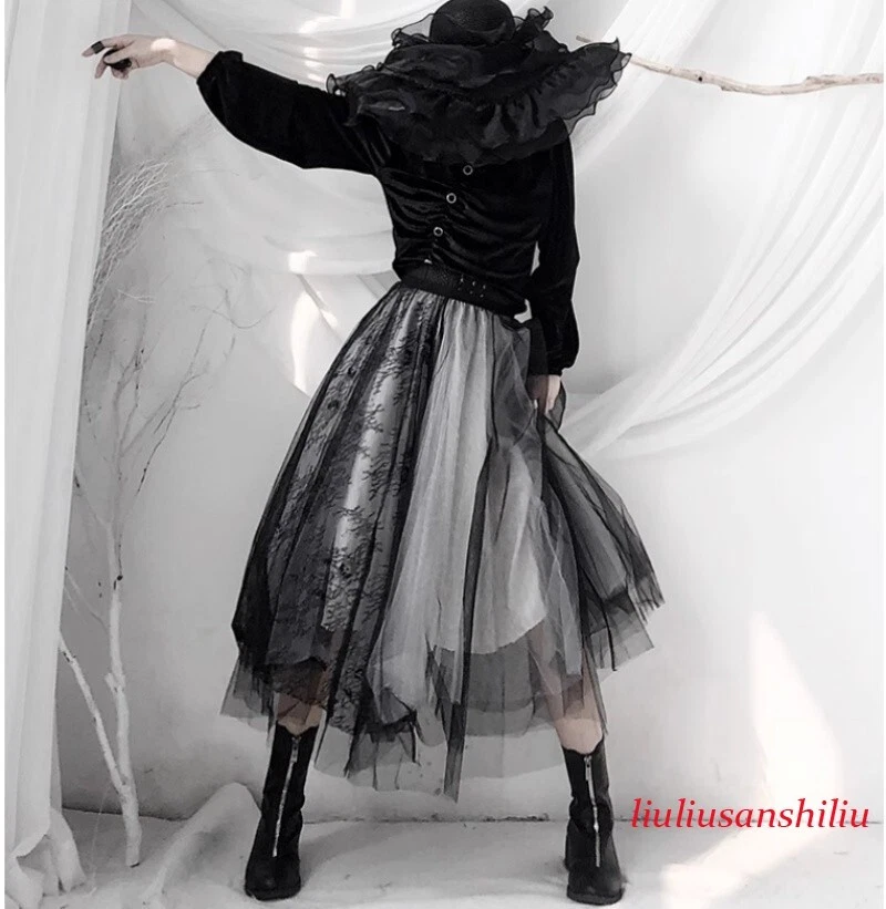 Japanese Women's Multi-layer Mesh Skirt A-line High Waist Skirt Casual