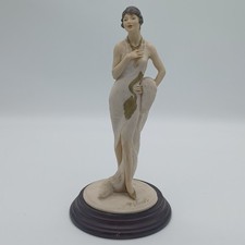A.D.L. Statuina Statua Vittorio Tessaro Italia Costume 1930 Signora su Base Legno 