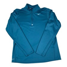 Nike Dri Fit 1/4 Zip Pullover Running Training Top, Teal Green, Women s Medium