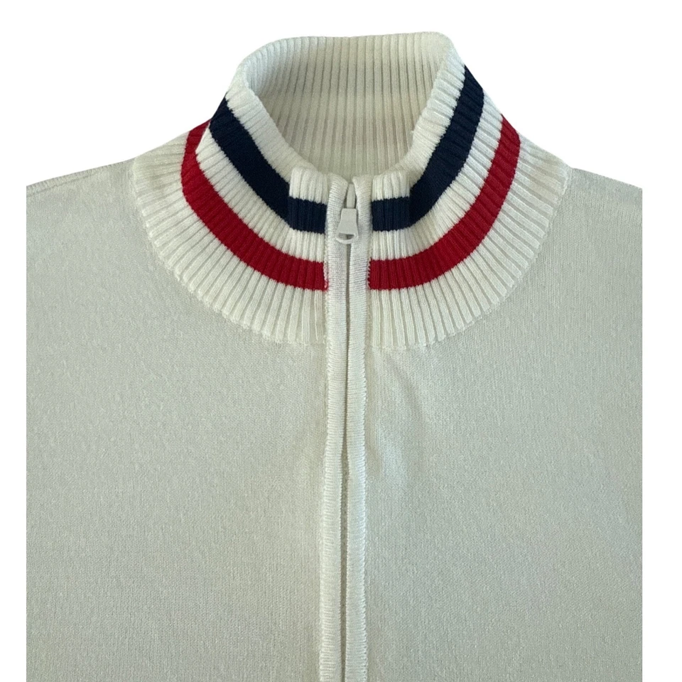 Suéter de esquí Meister Kate 1/4 cremallera para mujer M blanco rojo azul a rayas suéter nuevo sin etiquetas Foto 3 de 4