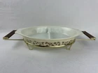 PYREX Vintage Divided #2 Casserole Dish Gold Leaf Acorn 1-1/2 Qt w/ Carrier