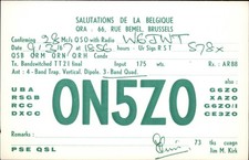 QSL radio card ON5ZO 1967 Brussels Belgium Jim M Kirk