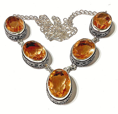 VINTAGE M O R G A N I T HANDGEFERTIGT 925 Sterlingsilber Schmuck HALSKETTE